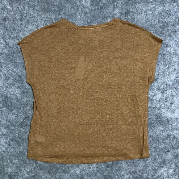 Rachel Zoe 100% Linen V-Neck Tee T-shirt Women's L Rust Brown Shirt NWT - Picture 3 of 11